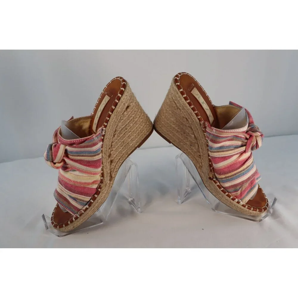 Sugar‎ By Striped Knotted Wedge Sandals Size 7.5